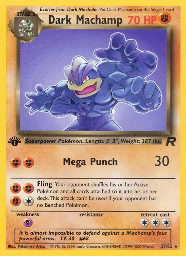 Dark Machamp card from Team Rocket, number 27/82