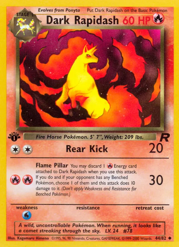 Dark Rapidash card from Team Rocket, number 44/82