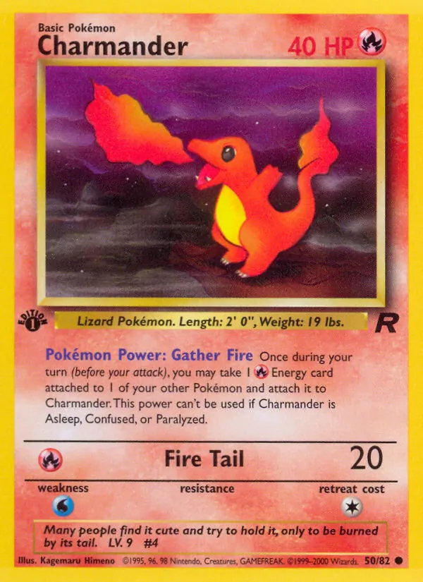 Charmander card from Team Rocket, number 50/82