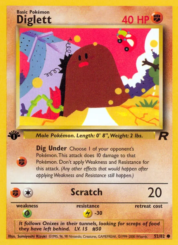 Diglett card from Team Rocket, number 52/82