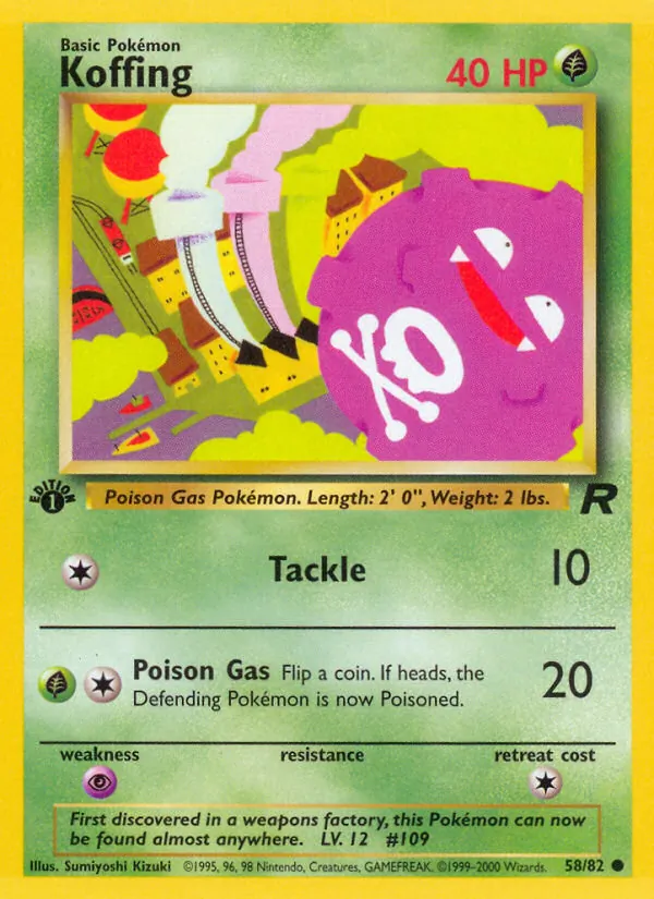 Koffing card from Team Rocket, number 58/82