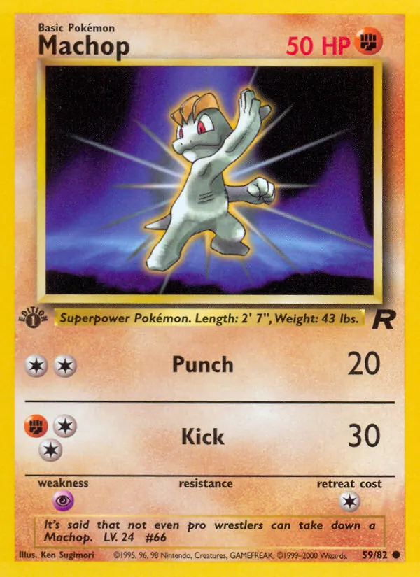 Machop card from Team Rocket, number 59/82