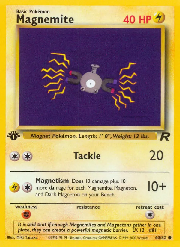Magnemite card from Team Rocket, number 60/82