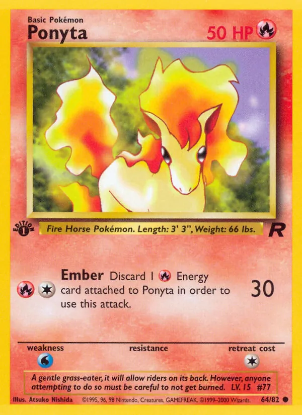 Ponyta card from Team Rocket, number 64/82