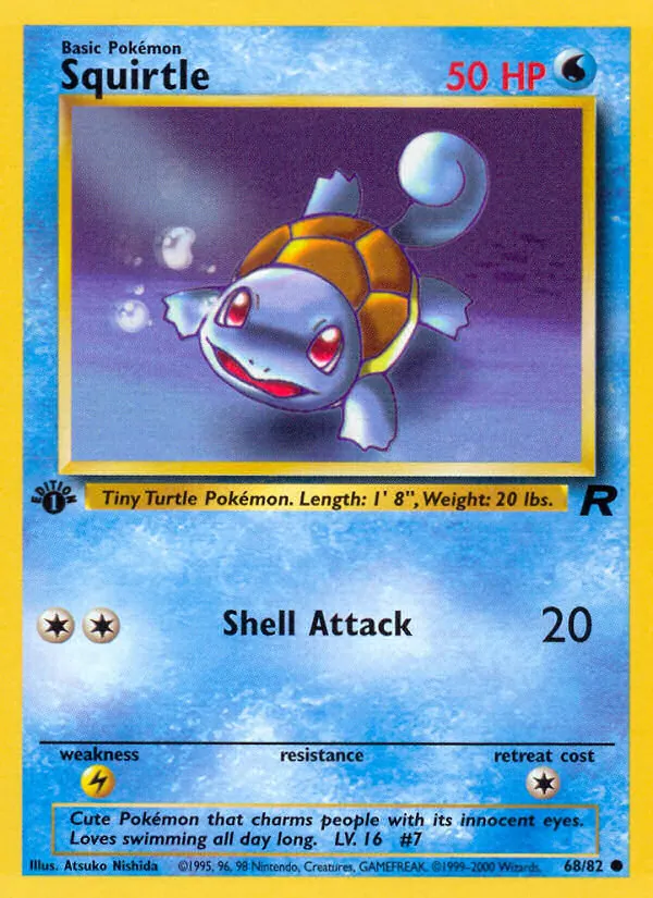 Squirtle card from Team Rocket, number 68/82