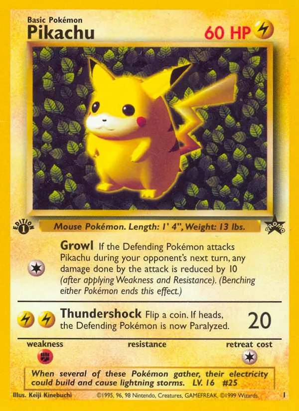 Pikachu card from Wizards Black Star Promos, number 1/53