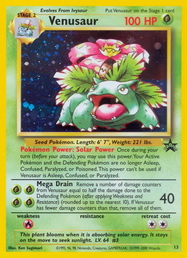 Venusaur card from Wizards Black Star Promos, number 13/53