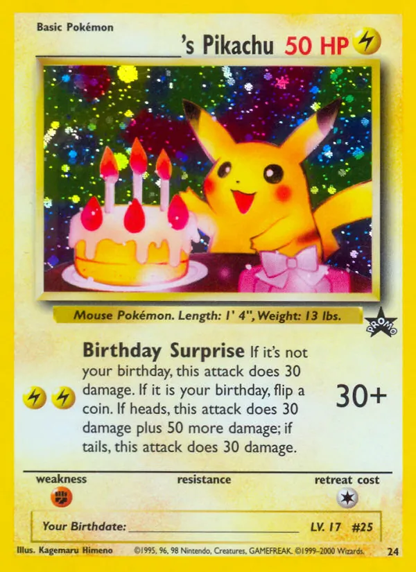 Carte Pikachu de ________ de l'extension Wizards Black Star Promos, numéro 24/53