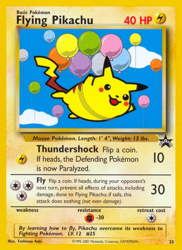 Flying Pikachu card from Wizards Black Star Promos, number 25/53