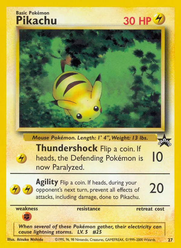 Pikachu card from Wizards Black Star Promos, number 27/53