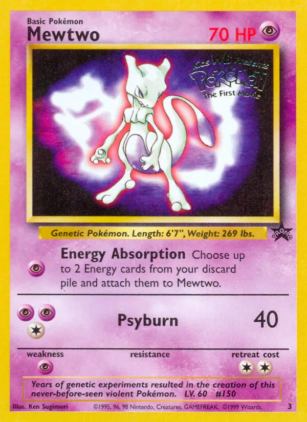 Kartu Mewtwo dari Wizards Black Star Promos, nomor 3/53
