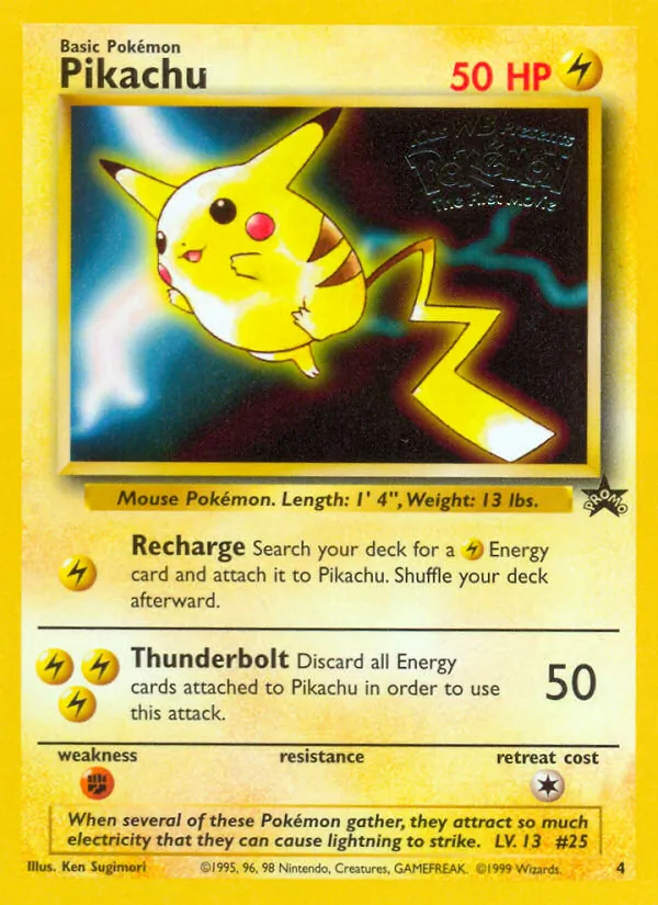 Pikachu card from Wizards Black Star Promos, number 4/53