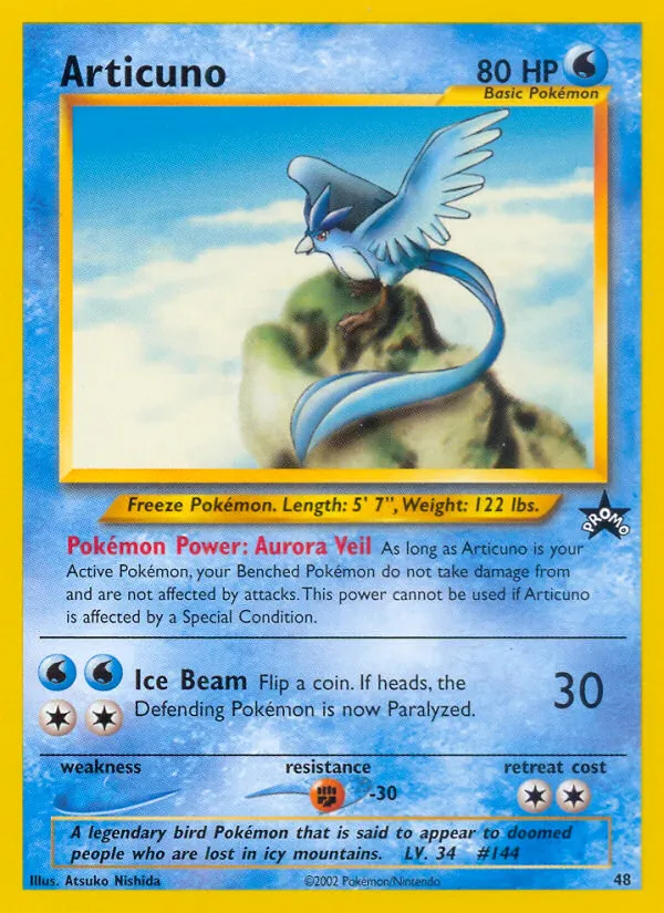 Articuno card from Wizards Black Star Promos, number 48/53