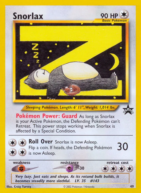 Snorlax card from Wizards Black Star Promos, number 49/53
