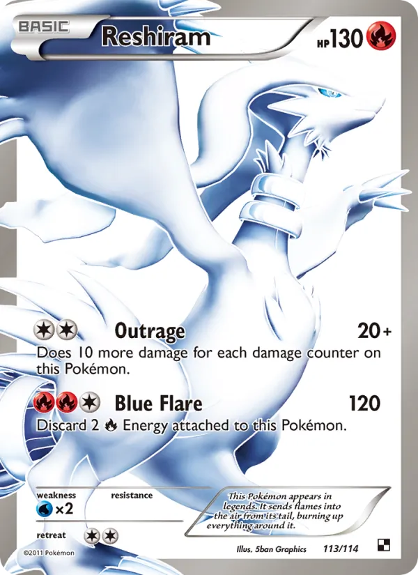 Kaart Reshiram uit Black & White, nummer 113/114