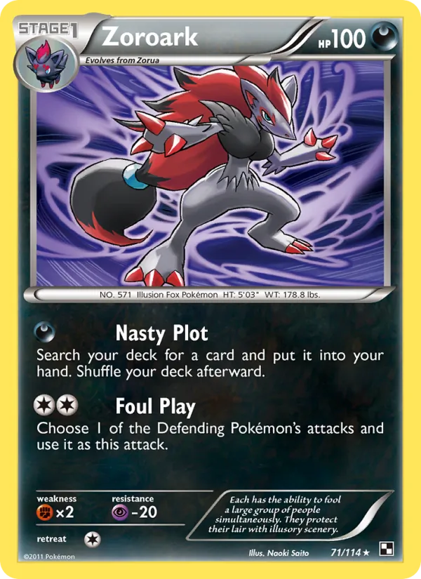Zoroark card from Black & White, number 71/114