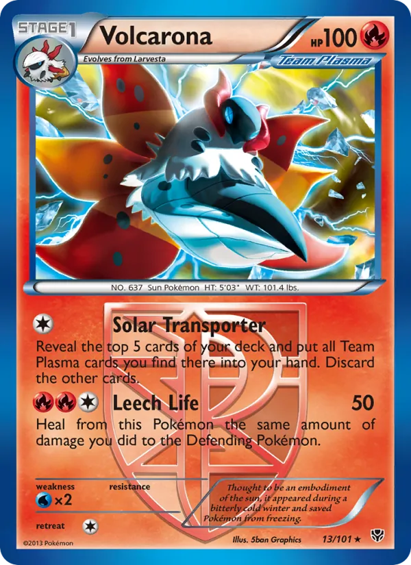 Volcarona card from Plasma Blast, number 13/101