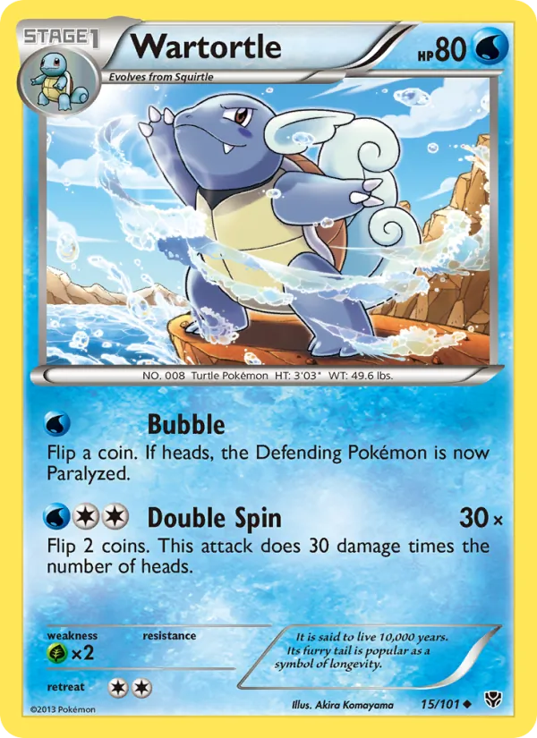 Wartortle card from Plasma Blast, number 15/101