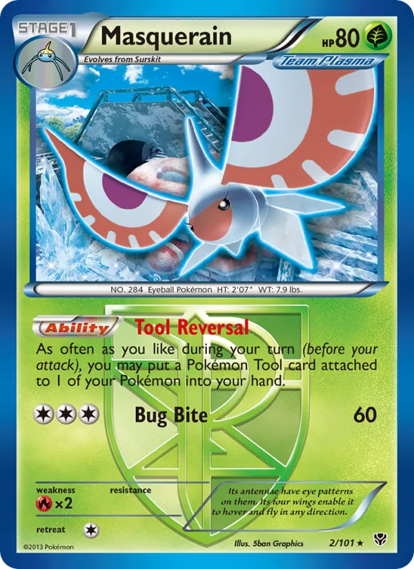 Masquerain card from Plasma Blast, number 2/101