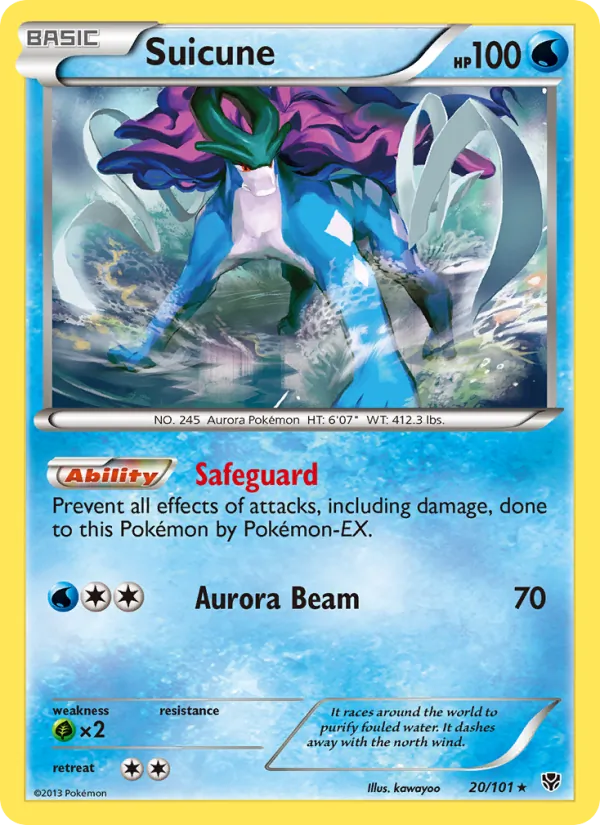 Suicune card from Plasma Blast, number 20/101