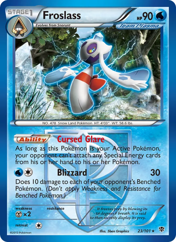 Froslass card from Plasma Blast, number 23/101