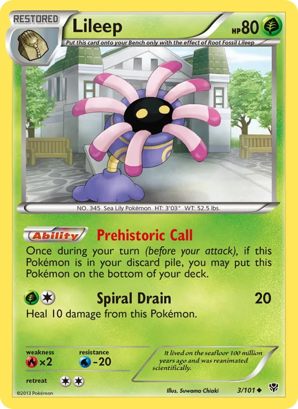 Lileep card from Plasma Blast, number 3/101
