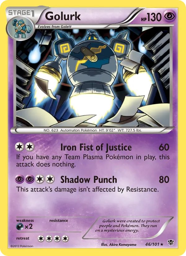Golurk card from Plasma Blast, number 46/101