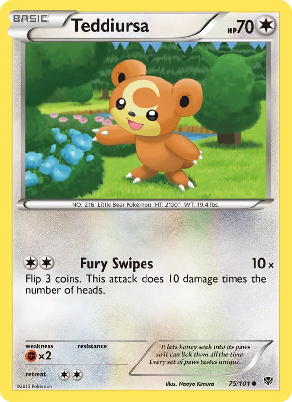 Teddiursa card from Plasma Blast, number 75/101