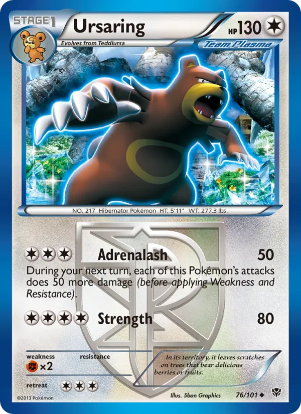 Ursaring card from Plasma Blast, number 76/101