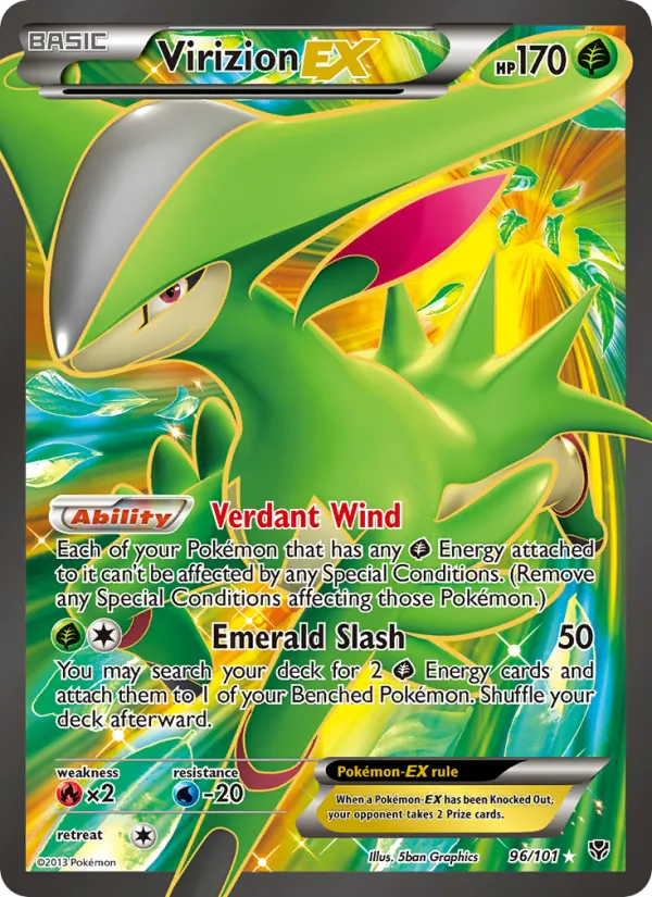 Virizion-EX card from Plasma Blast, number 96/101