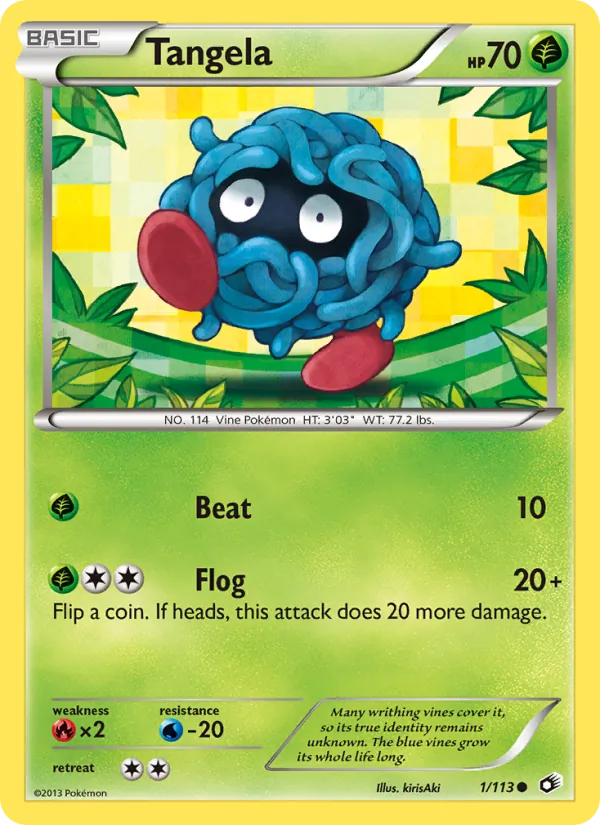 Tangela card from Legendary Treasures, number 1/113