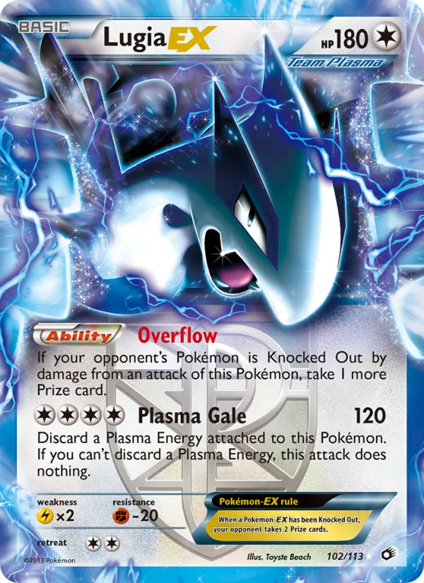 Lugia-EX card from Legendary Treasures, number 102/113