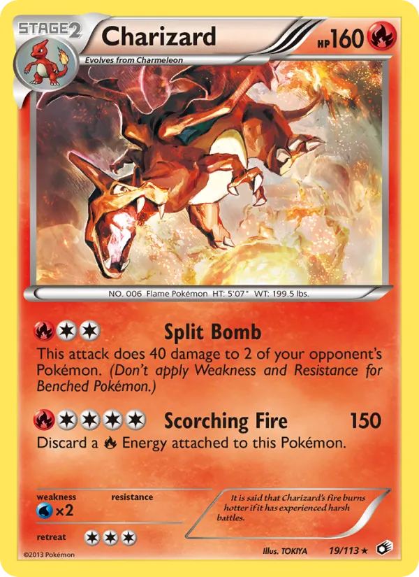 Charizard card from Legendary Treasures, number 19/113
