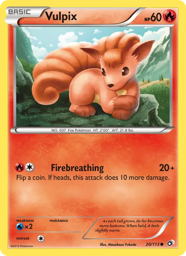 Vulpix card from Legendary Treasures, number 20/113