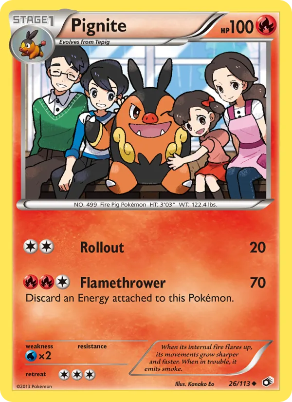 Pignite card from Legendary Treasures, number 26/113