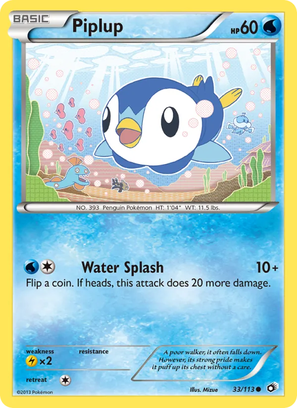 Piplup card from Legendary Treasures, number 33/113