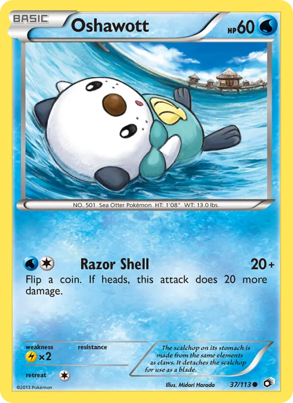 Oshawott card from Legendary Treasures, number 37/113