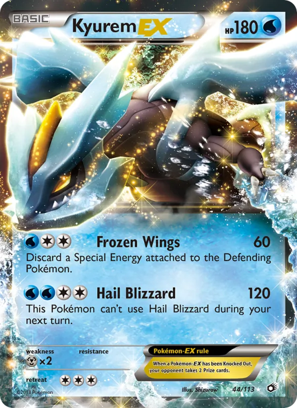 Kyurem-EX card from Legendary Treasures, number 44/113