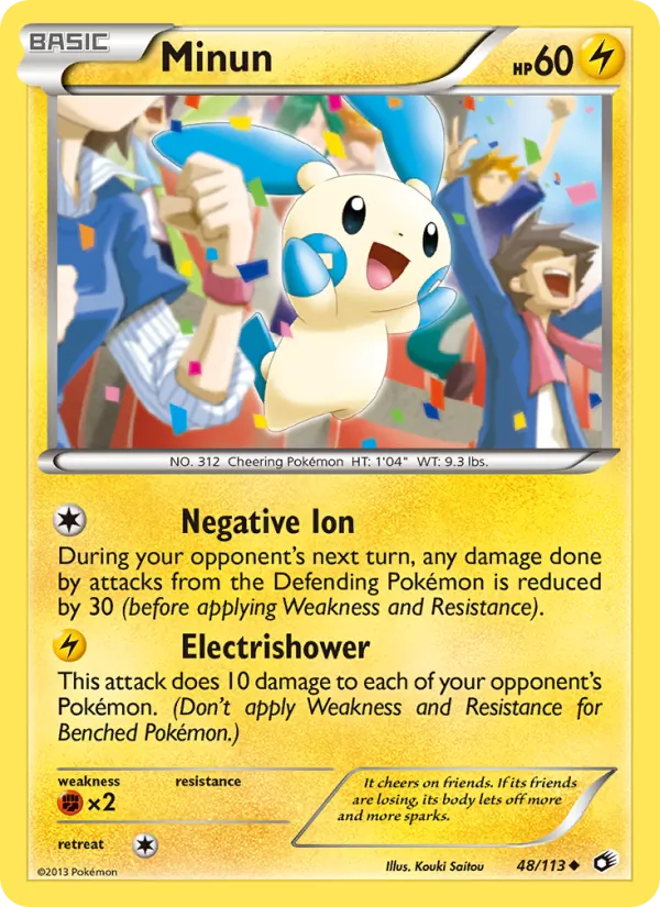 Minun card from Legendary Treasures, number 48/113