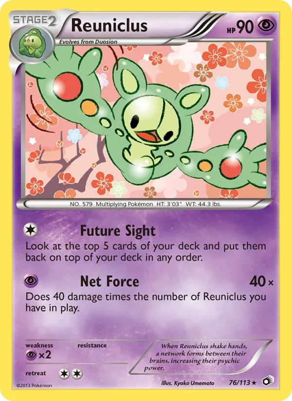 Reuniclus card from Legendary Treasures, number 76/113