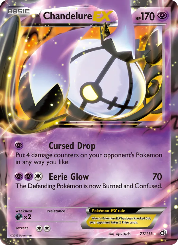 Chandelure-EX card from Legendary Treasures, number 77/113