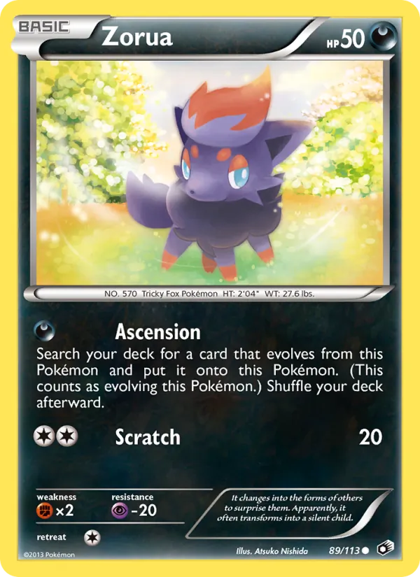 Zorua card from Legendary Treasures, number 89/113