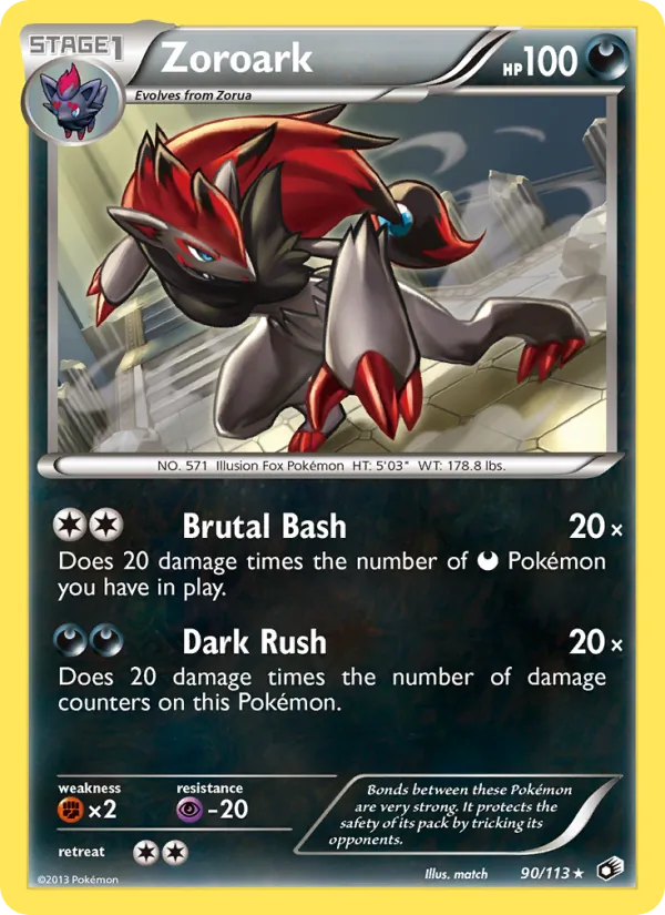Zoroark card from Legendary Treasures, number 90/113