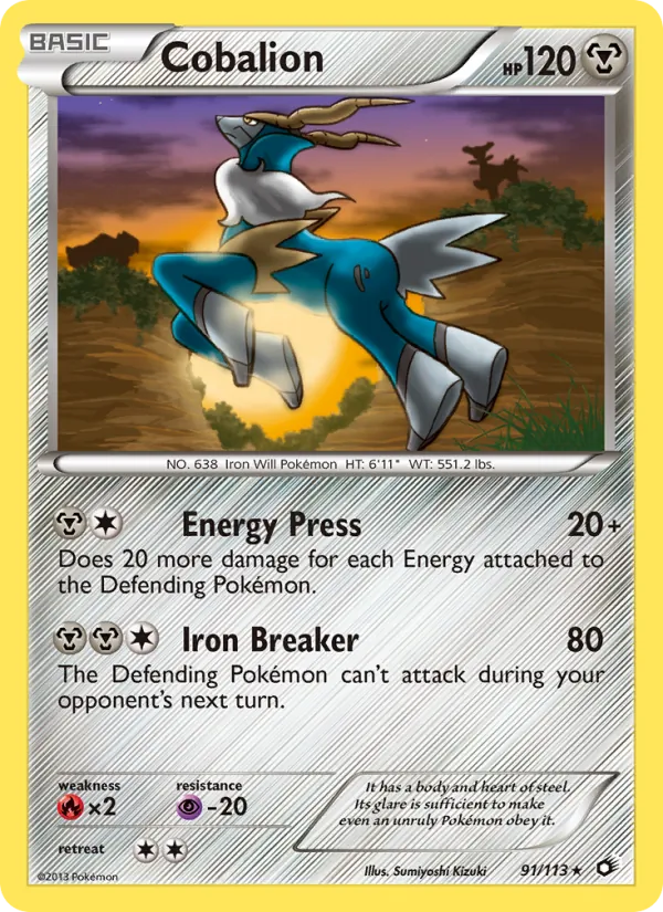 Cobalion card from Legendary Treasures, number 91/113