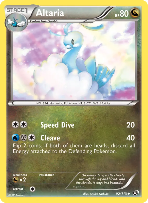 Altaria card from Legendary Treasures, number 92/113