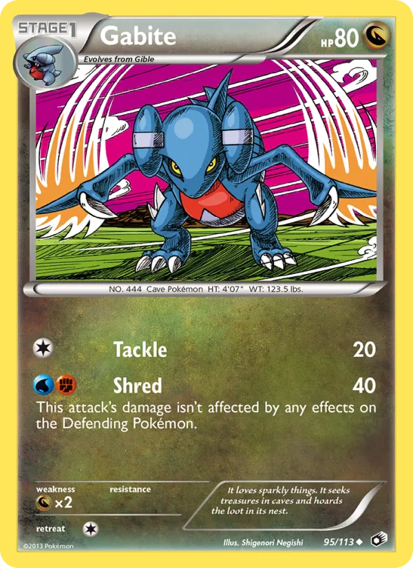 Gabite card from Legendary Treasures, number 95/113