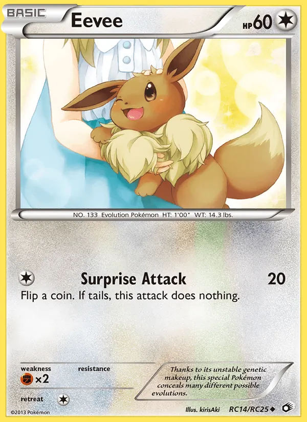 Eevee card from Legendary Treasures, number RC14/113