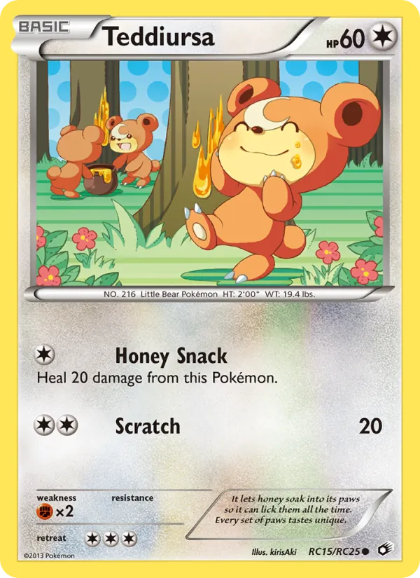 Teddiursa card from Legendary Treasures, number RC15/113