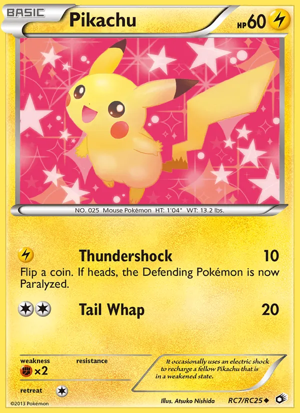 Pikachu card from Legendary Treasures, number RC7/113