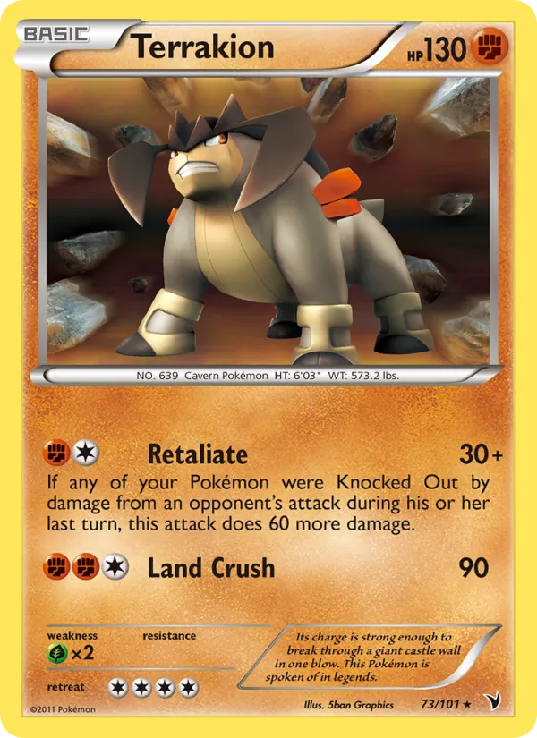 Terrakion card from Noble Victories, number 73/101